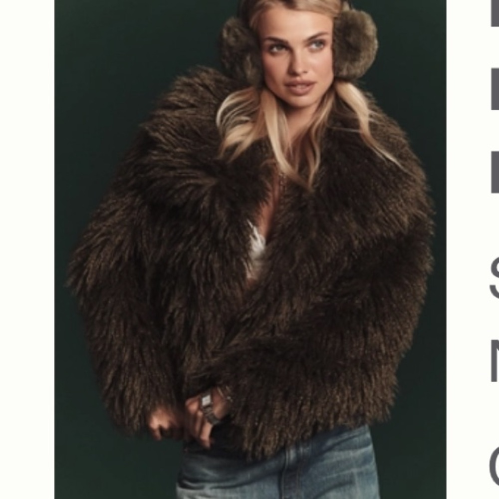 Anthropologie Dark Brown NVLT CROP
FRINGE FAUX FUR COAT sz XS - Picture 2 of 8